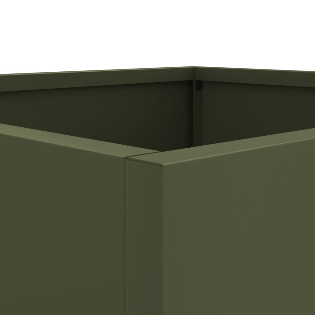 vidaXL Кашпа, маслиненозелена, 42x40x39 см, студеновалцувана стомана