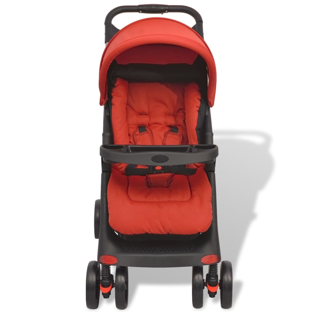 vidaXL Бебешка количка тип бъги, червена, 102x52x100 см