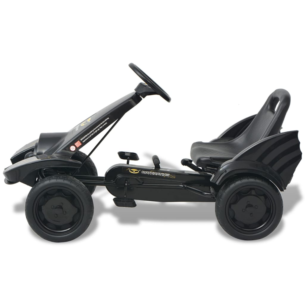 vidaXL Детски картинг с педали, с регулируема седалка, черен