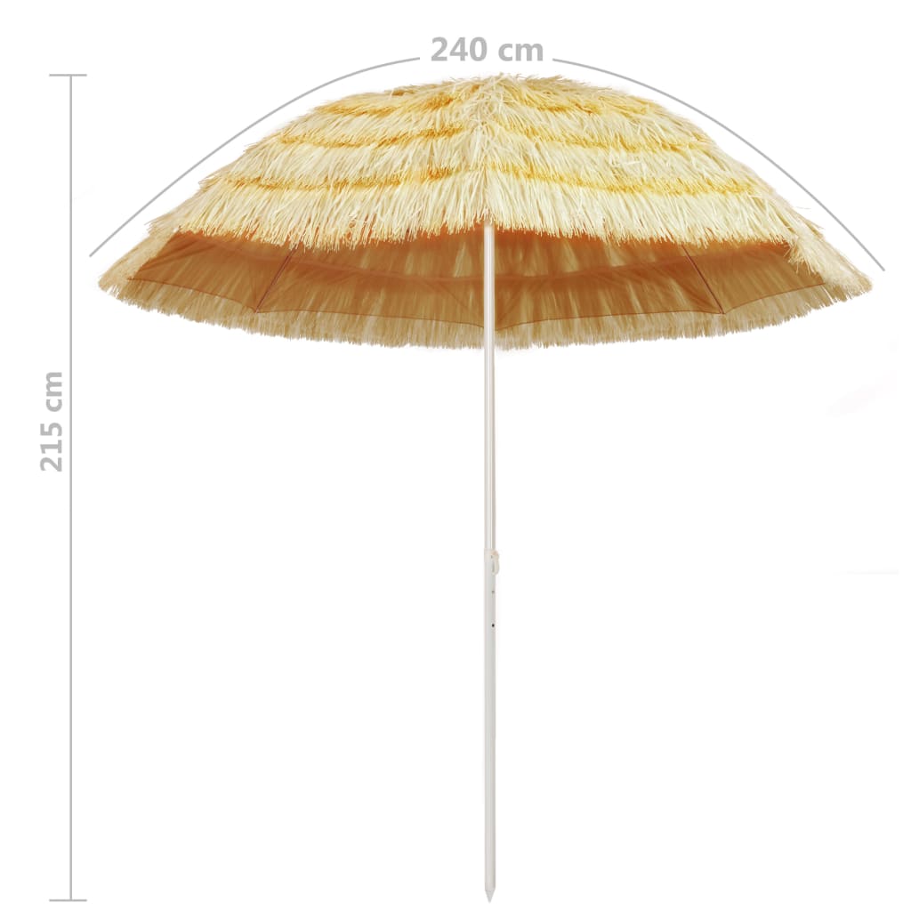 vidaXL Плажен чадър, естествен, 240 см, хавайски стил