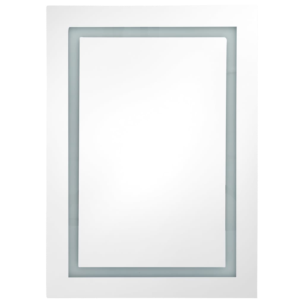 vidaXL LED шкаф с огледало за баня, сияйно бяло, 50x13x70 см