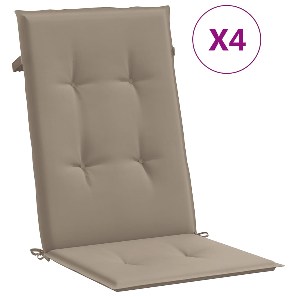 vidaXL Възглавници за столове с облегалки 4 бр таупе 120x50x3 см плат