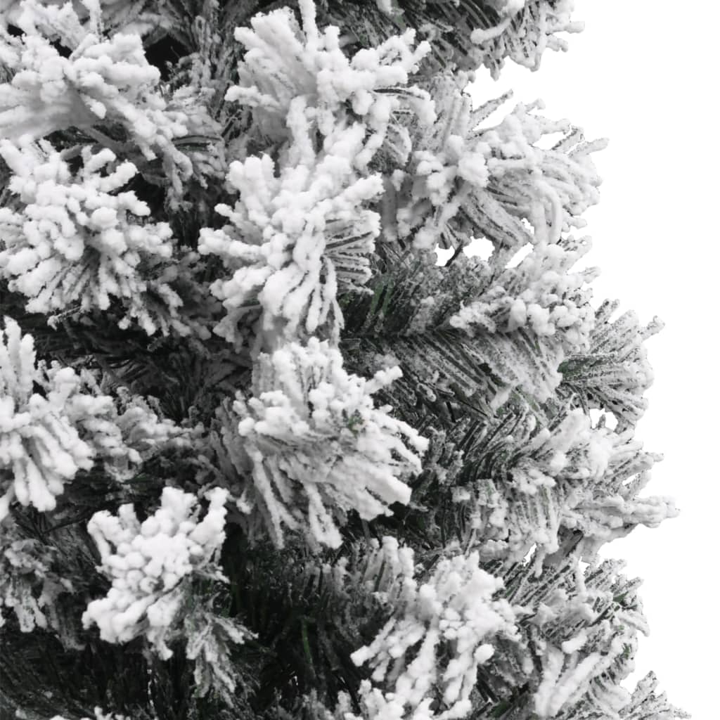 vidaXL Тънка изкуствена коледна елха с флокиран сняг зелена 240 см PVC