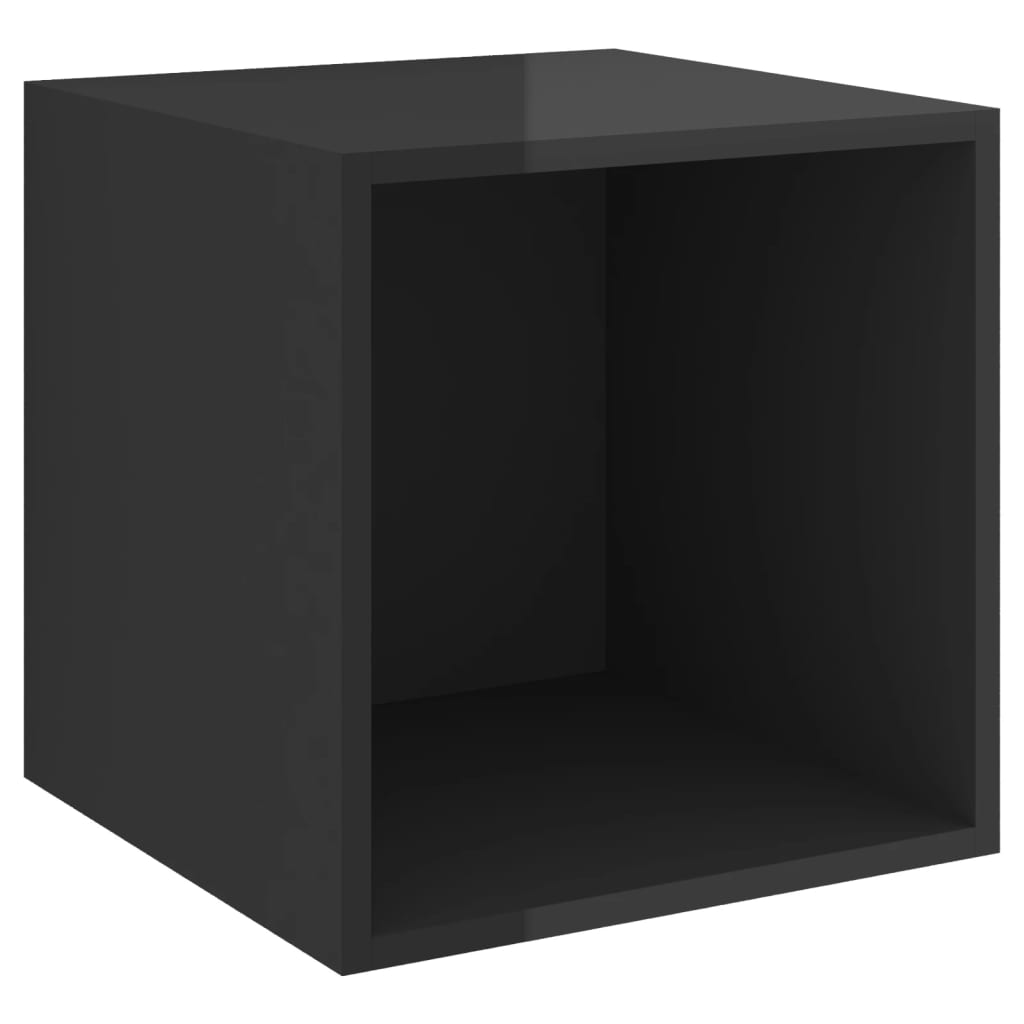 vidaXL Стенен шкаф, черен гланц, 37x37x37 см, ПДЧ