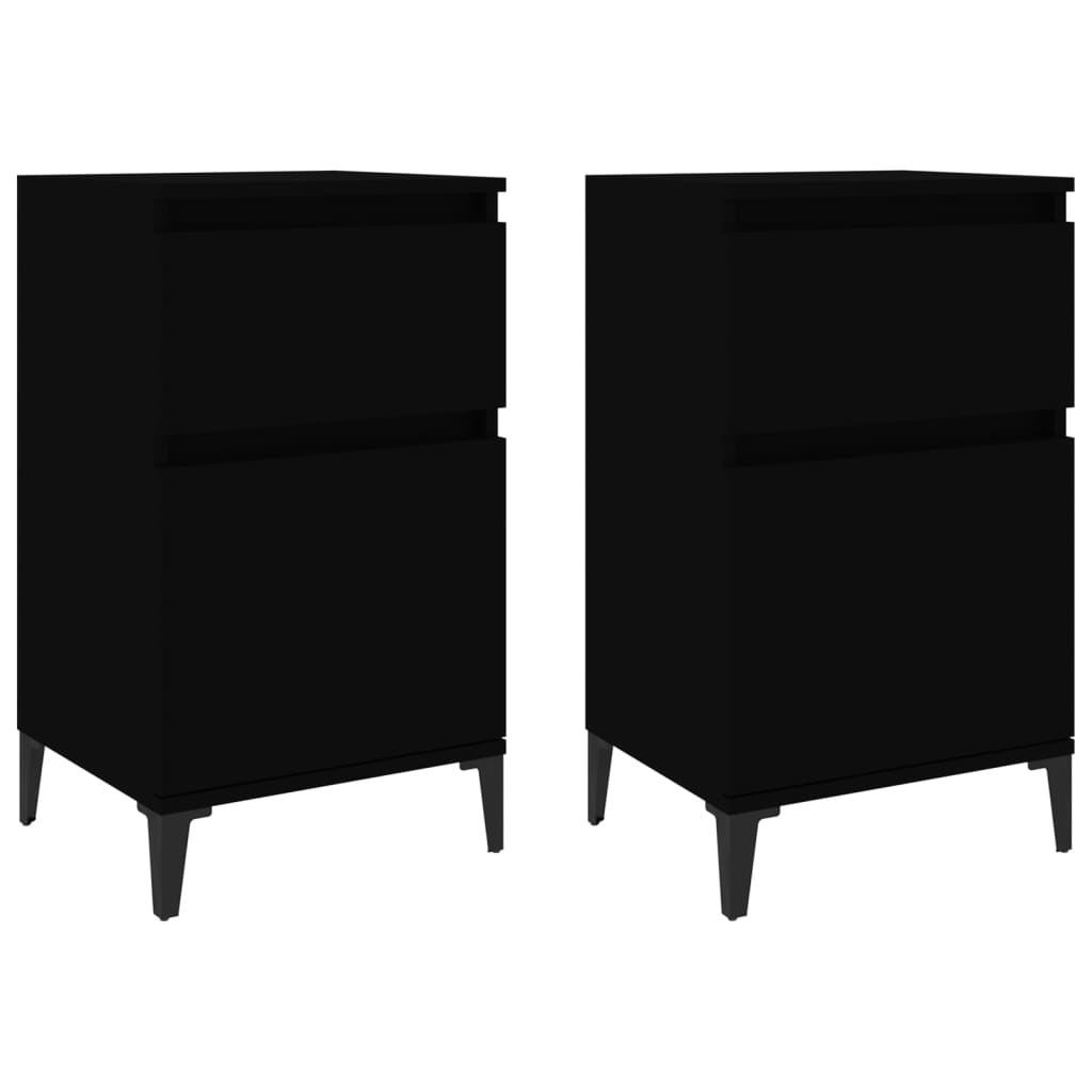 vidaXL Нощни шкафчета, 2 бр, черно, 40x35x70 см