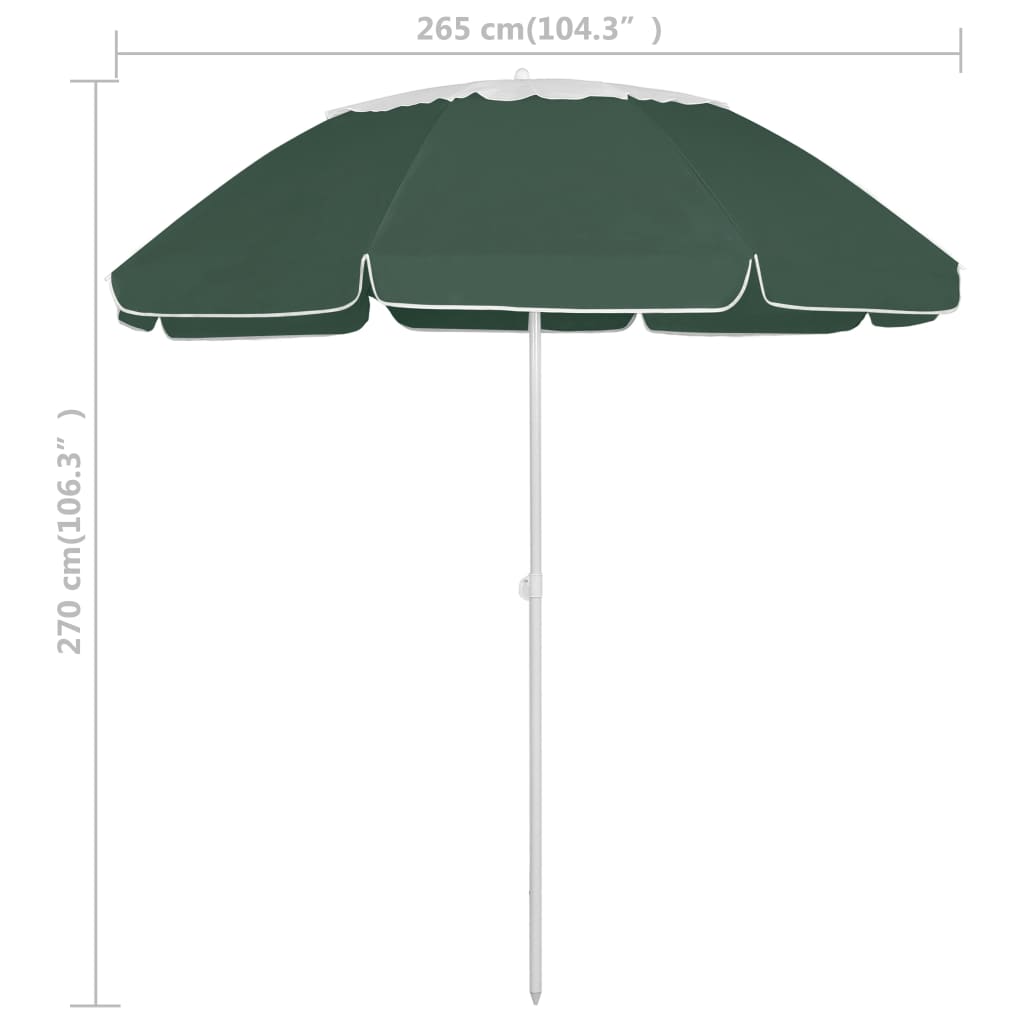 vidaXL Плажен чадър, зелен, 300 см