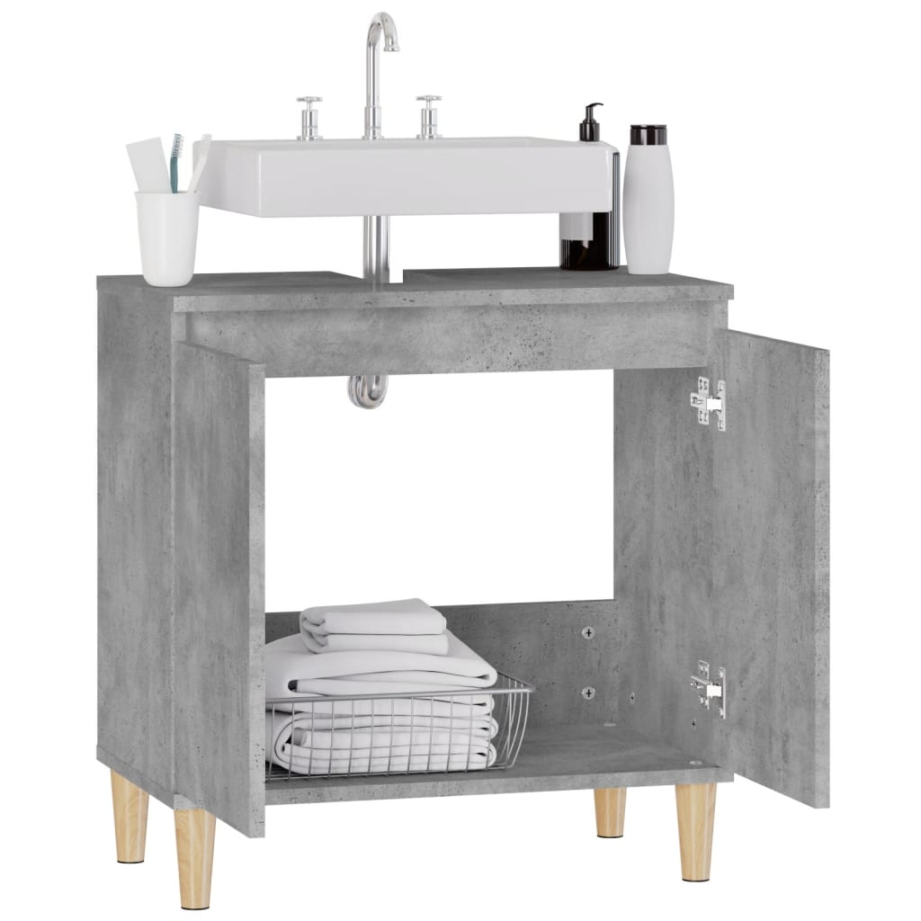 vidaXL Шкаф за мивка, бетонно сиво, 58x33x60 см, инженерно дърво