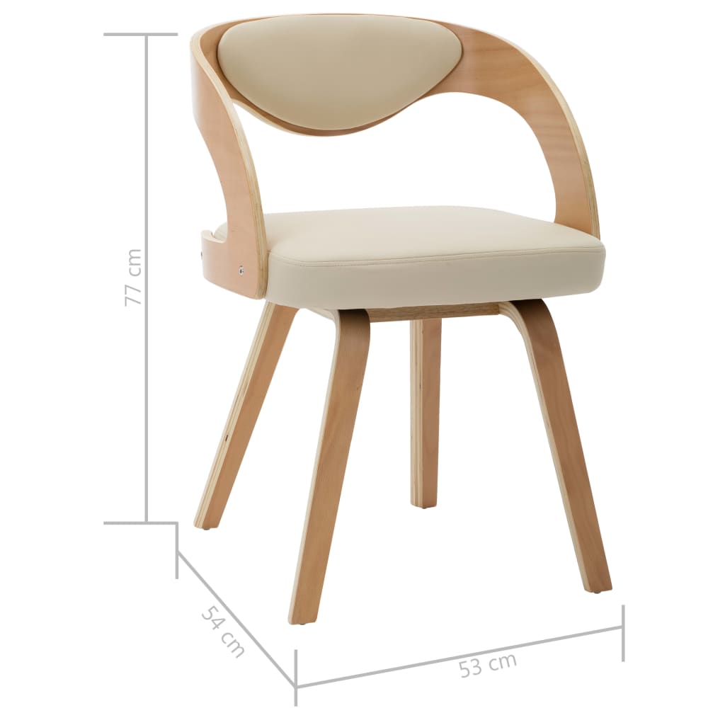 vidaXL Трапезни столове, 2 бр, кремави, извито дърво и изкуствена кожа