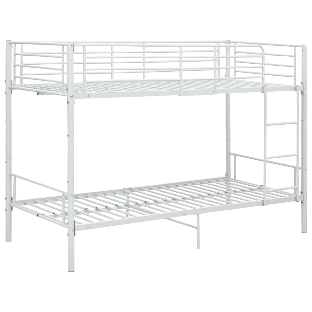 vidaXL Двуетажно легло, бяло, метал, 90x200 см