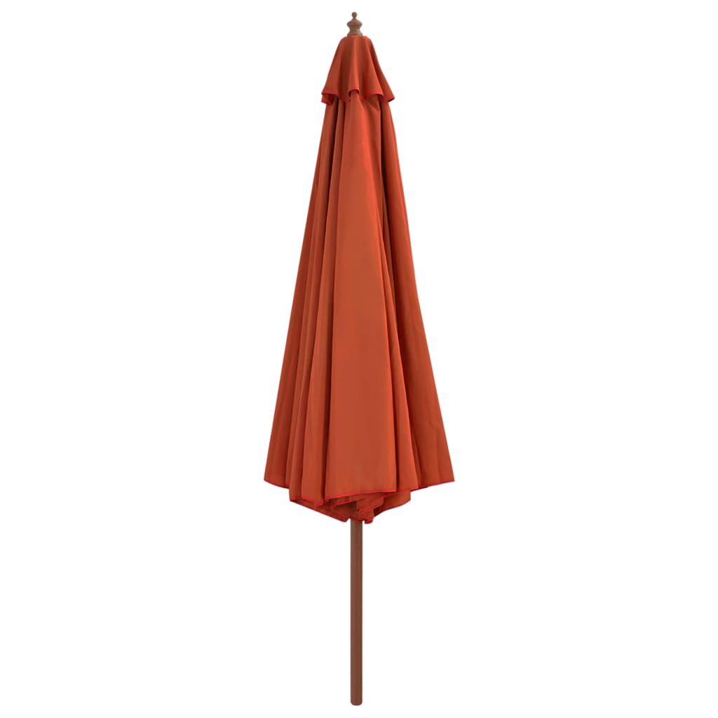 vidaXL Градински чадър с дървен прът, 350 см, теракота