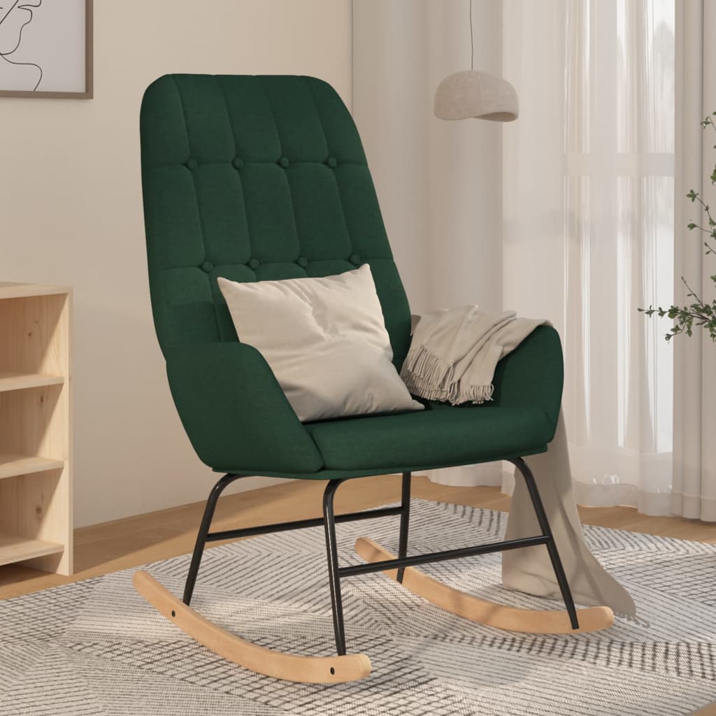 vidaXL Люлеещ стол, тъмнозелен, текстил