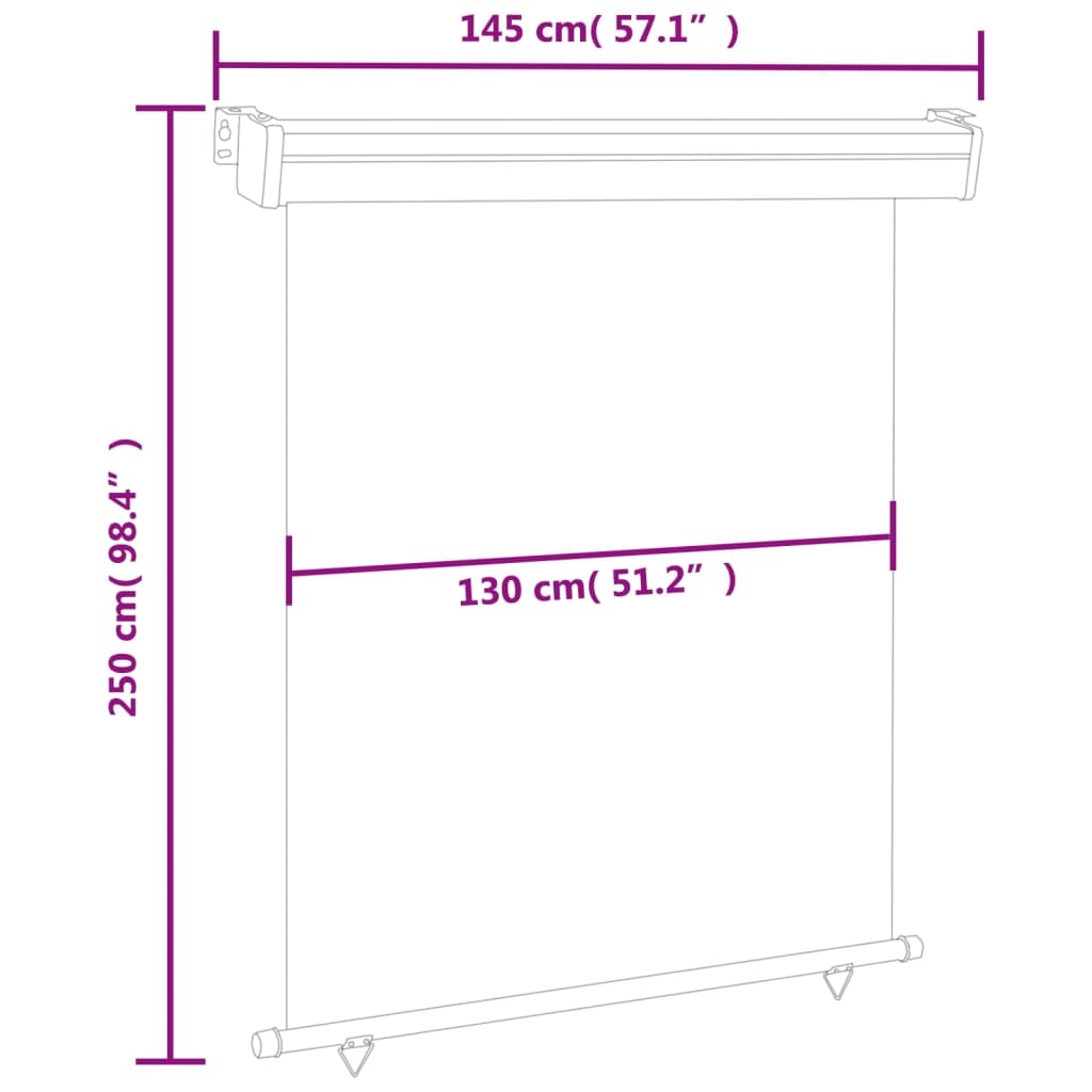 vidaXL Вертикална тента за балкон, 145x250 см, кремава