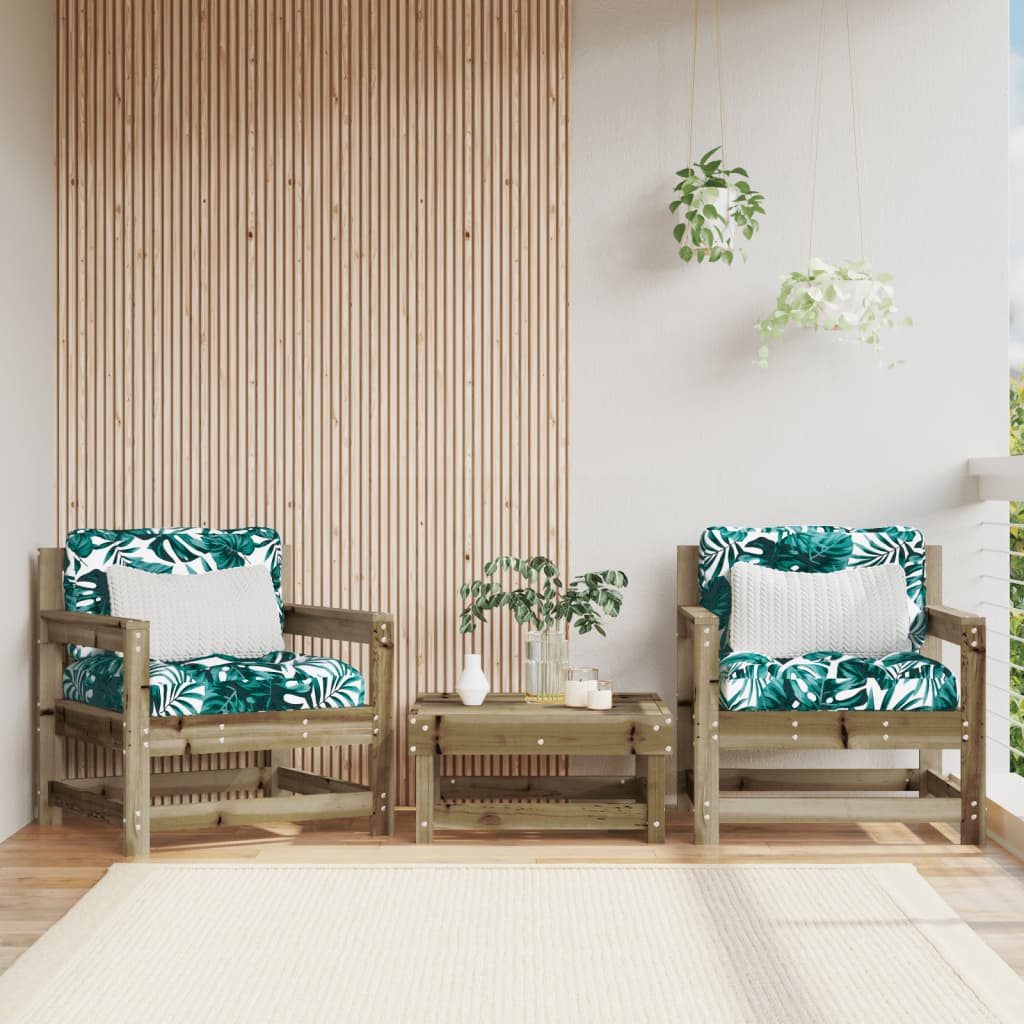 vidaXL Градински столове с възглавници 2 бр импрегнирано борово дърво