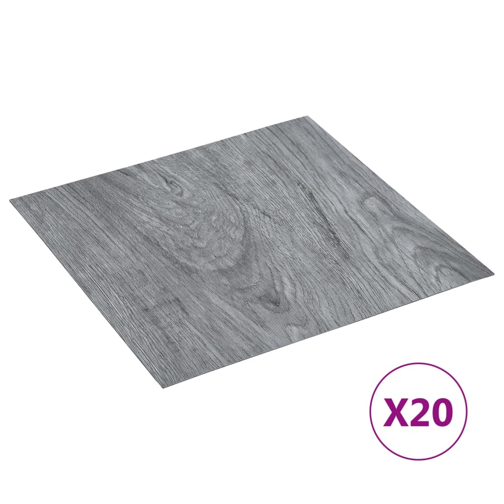 vidaXL Самозалепващи подови дъски 20 бр PVC 1,86 м² светлосиви