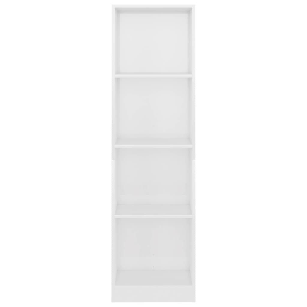 vidaXL 4-етажна библиотека, бял гланц, 40x24x142 см, ПДЧ