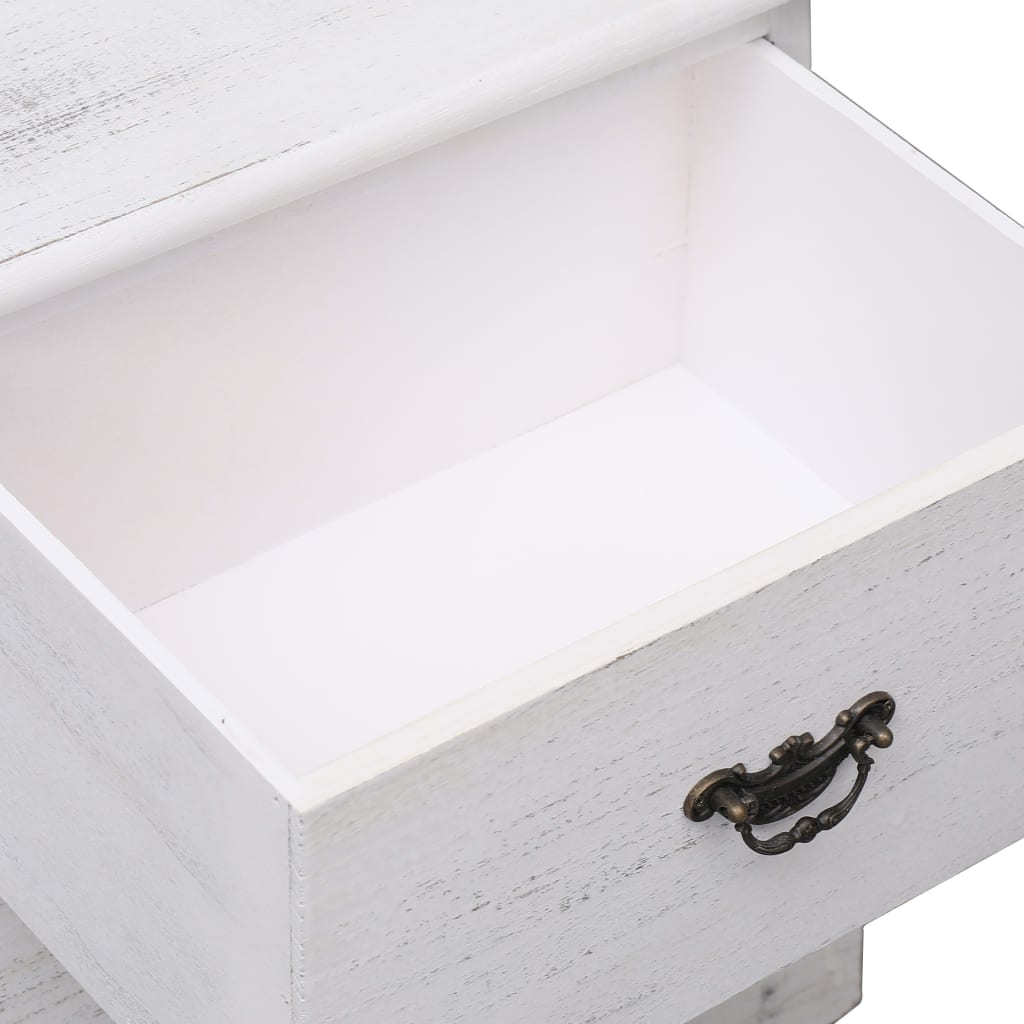 vidaXL Нощно шкафче, бяло, 38x28x45 см, дърво от пауловния