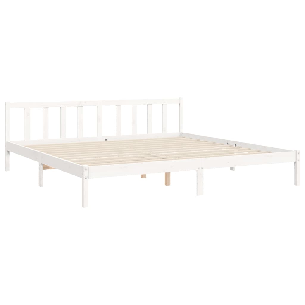 vidaXL Рамка за легло с табла, бяла, 200x200 см, масивно дърво