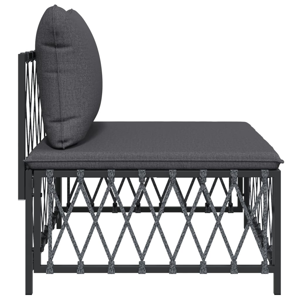 vidaXL Градински среден диван с възглавници антрацит, тъкан плат