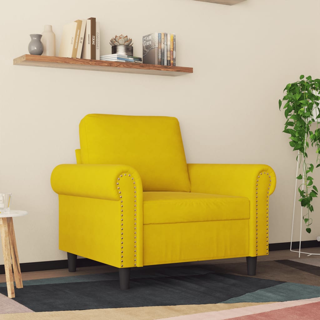 vidaXL Кресло, жълто, 60 см, кадифе