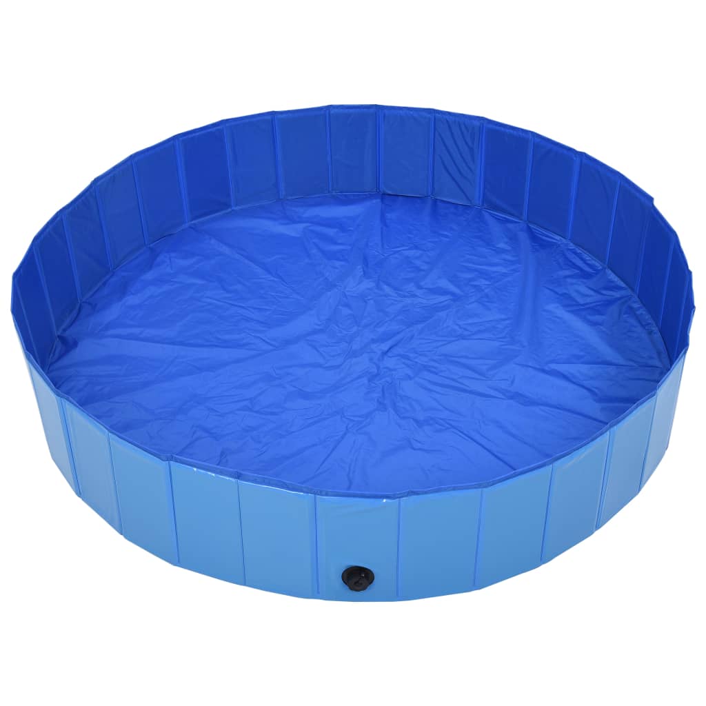 vidaXL Сгъваем басейн за кучета, син, 160x30 см, PVC