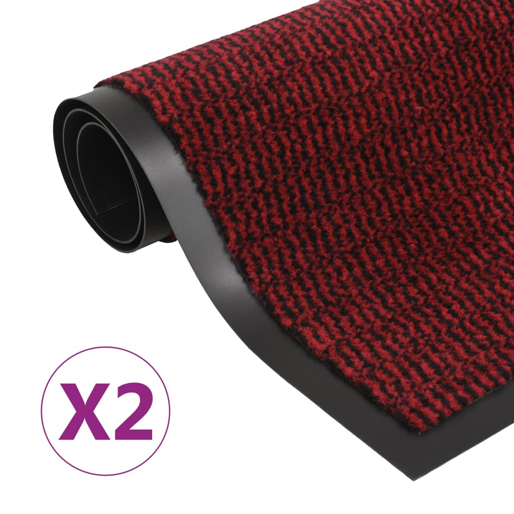 vidaXL Правоъгълни изтривалки 2 бр усукани влакна 40x60 см червени