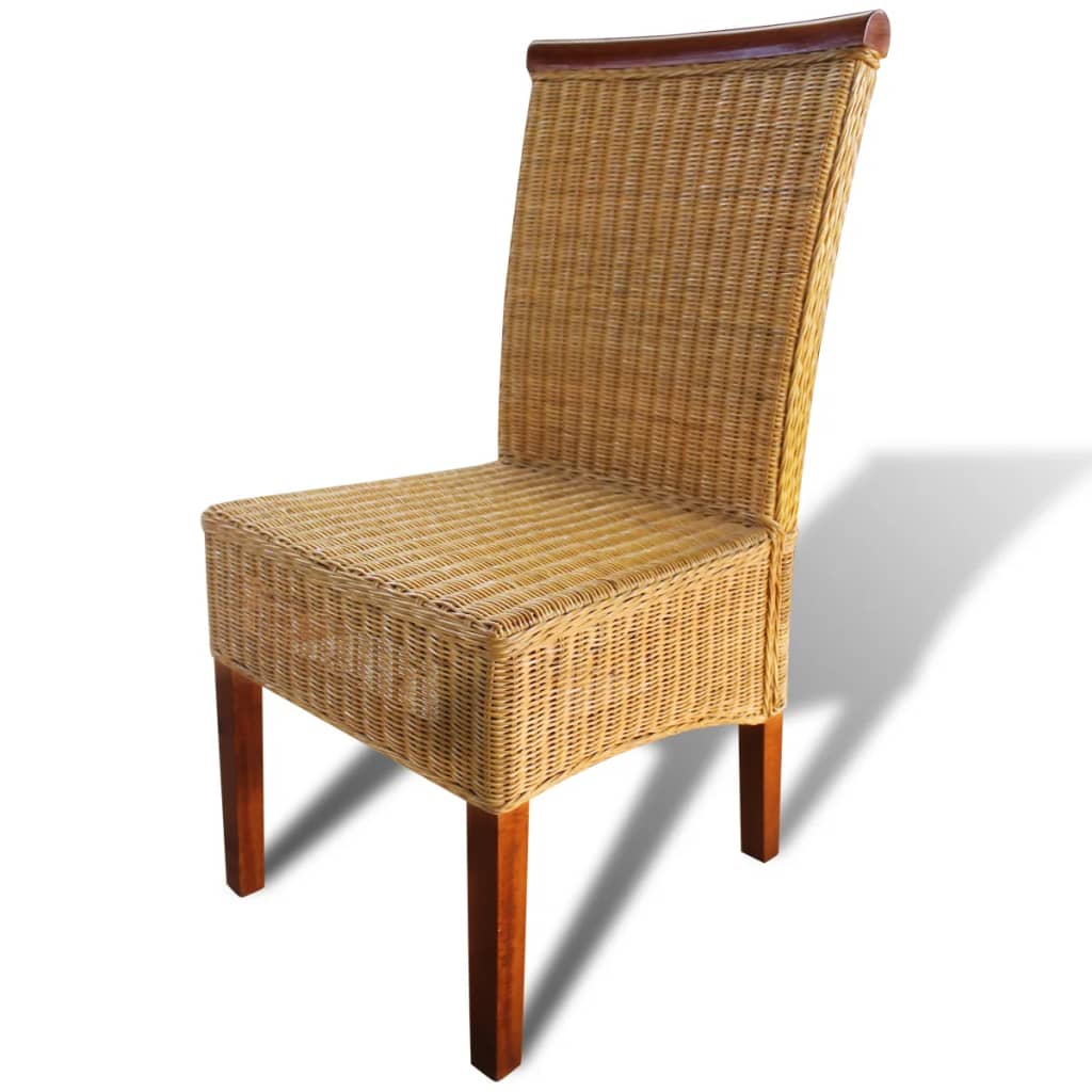 vidaXL Трапезни столове, 2 бр, кафяви, естествен ратан
