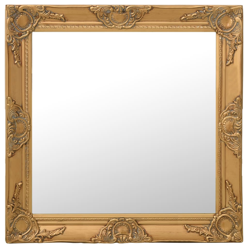 vidaXL Стенно огледало, бароков стил, 60x60 см, златисто