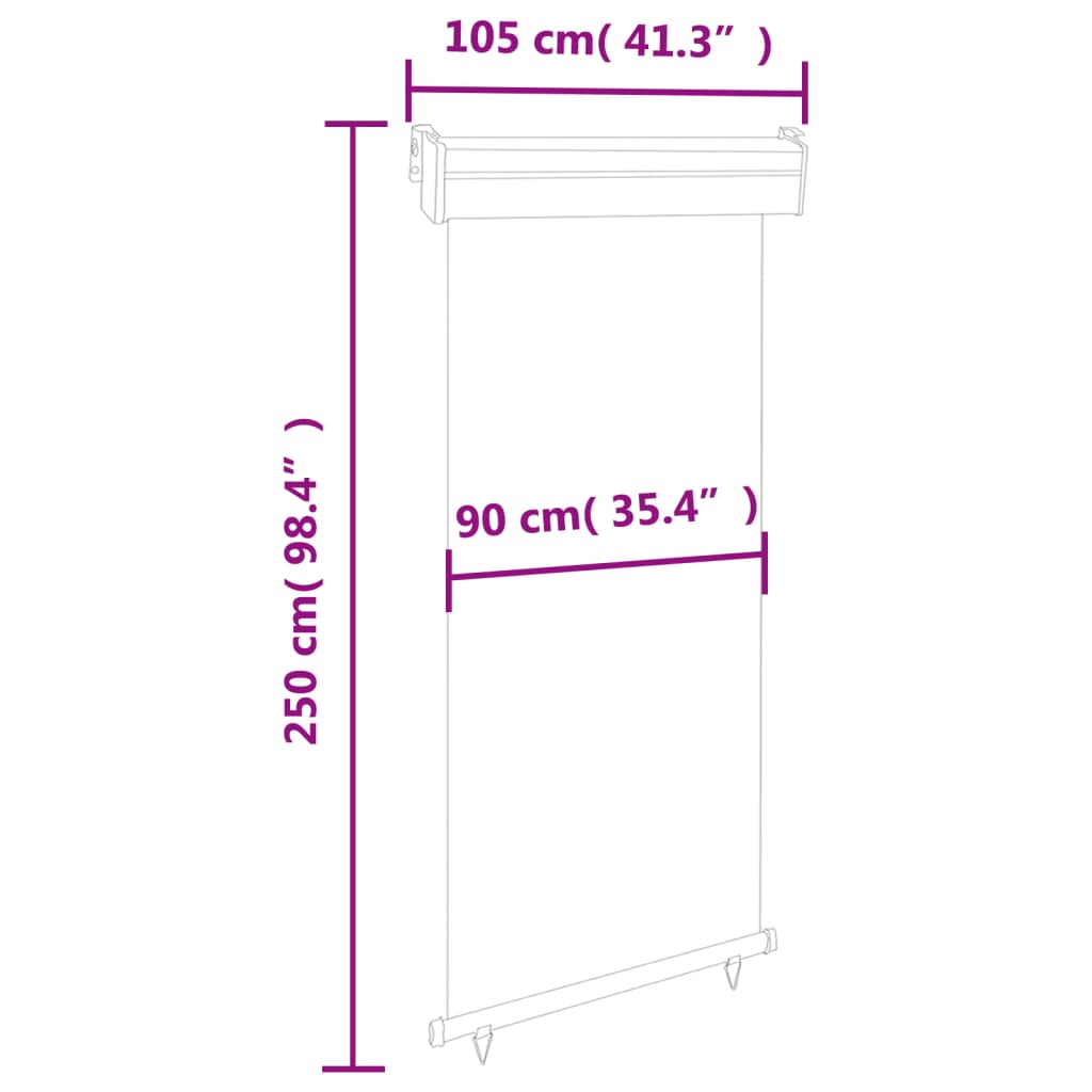 vidaXL Вертикална тента за балкон, 105x250 см, кремава
