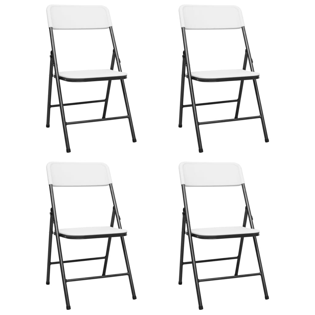 vidaXL Сгъваеми градински столове, 4 бр, HDPE, бели