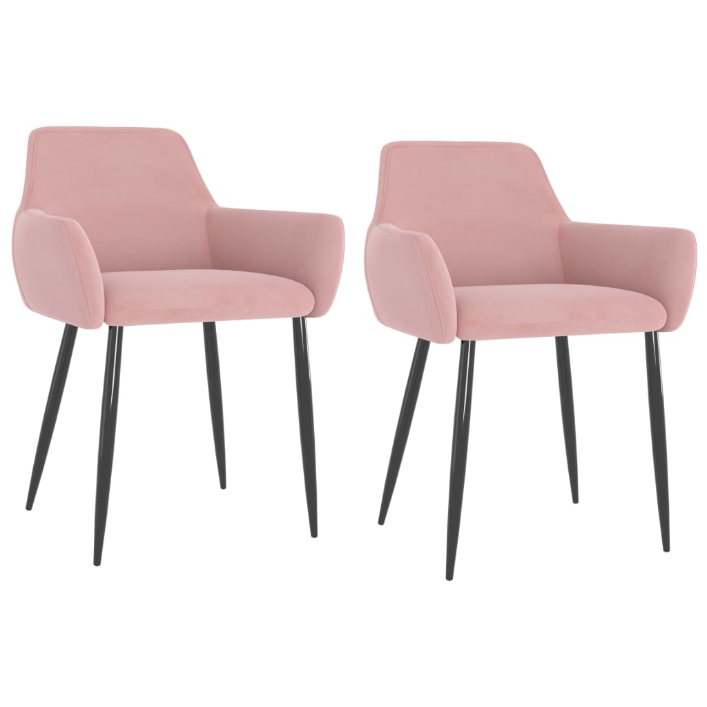 vidaXL Трапезни столове, 2 бр, розови, кадифе