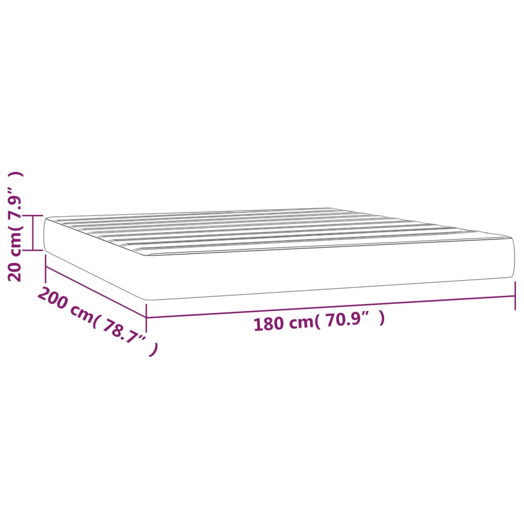 vidaXL Матрак за легло с покет пружини светлосив 180x200x20 см плат