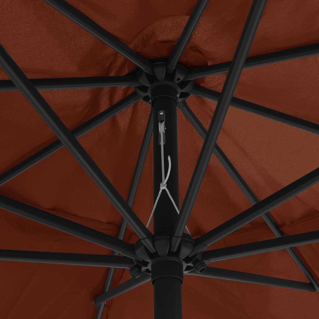 vidaXL Градински чадър с метален прът, 400 см, теракота