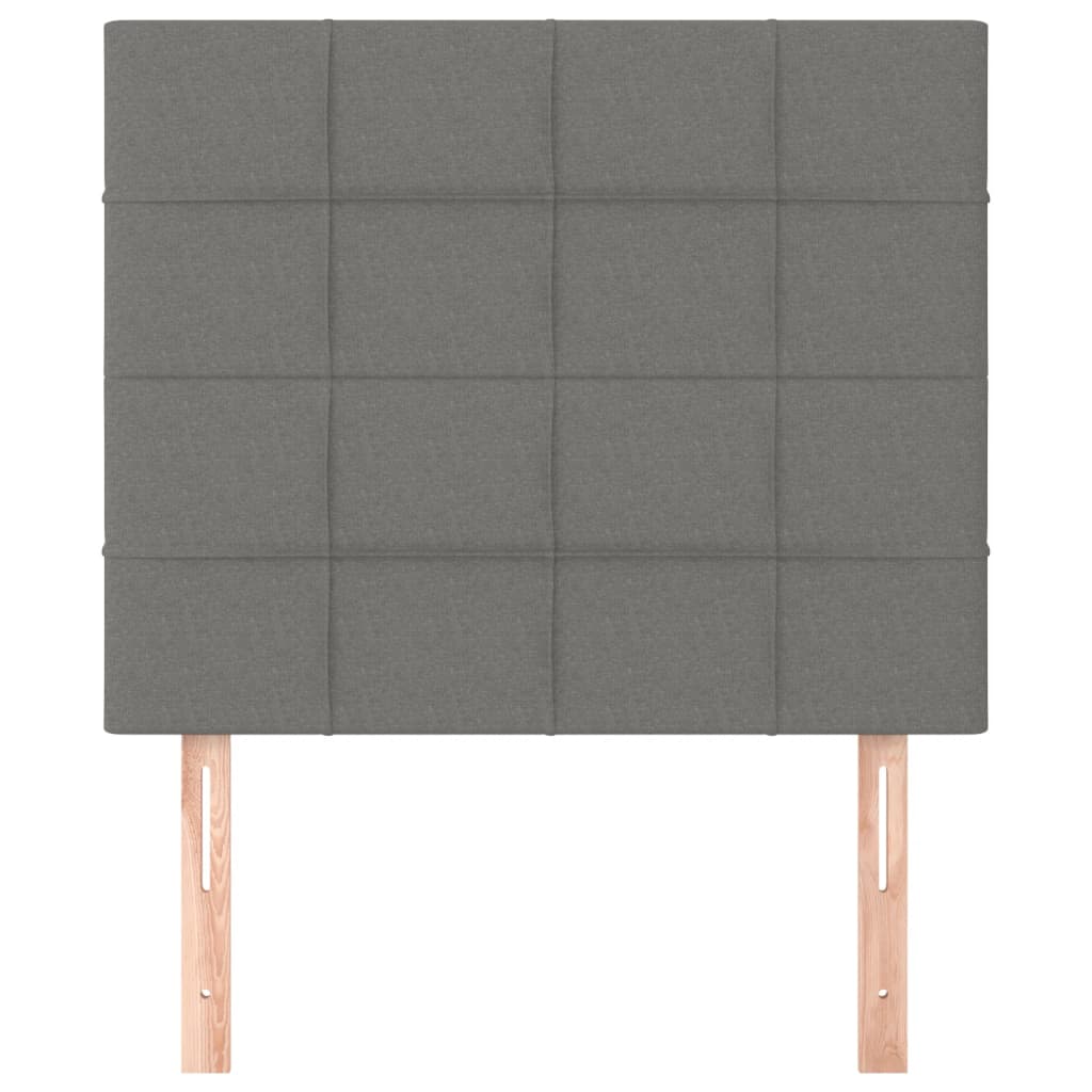 vidaXL Горни табли за легло, 2 бр, тъмносиви, 80x5x78/88 см, плат
