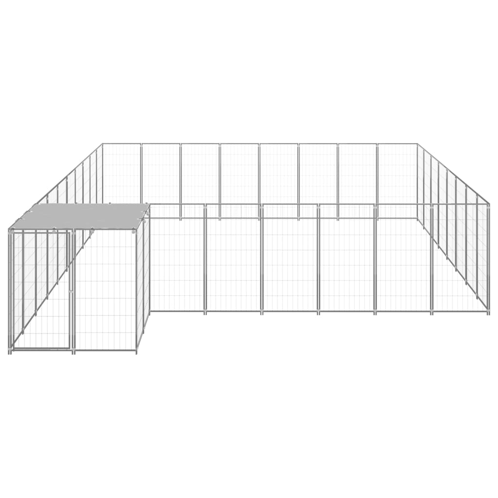 vidaXL Клетка за кучета, сребриста, 20,57 м², стомана
