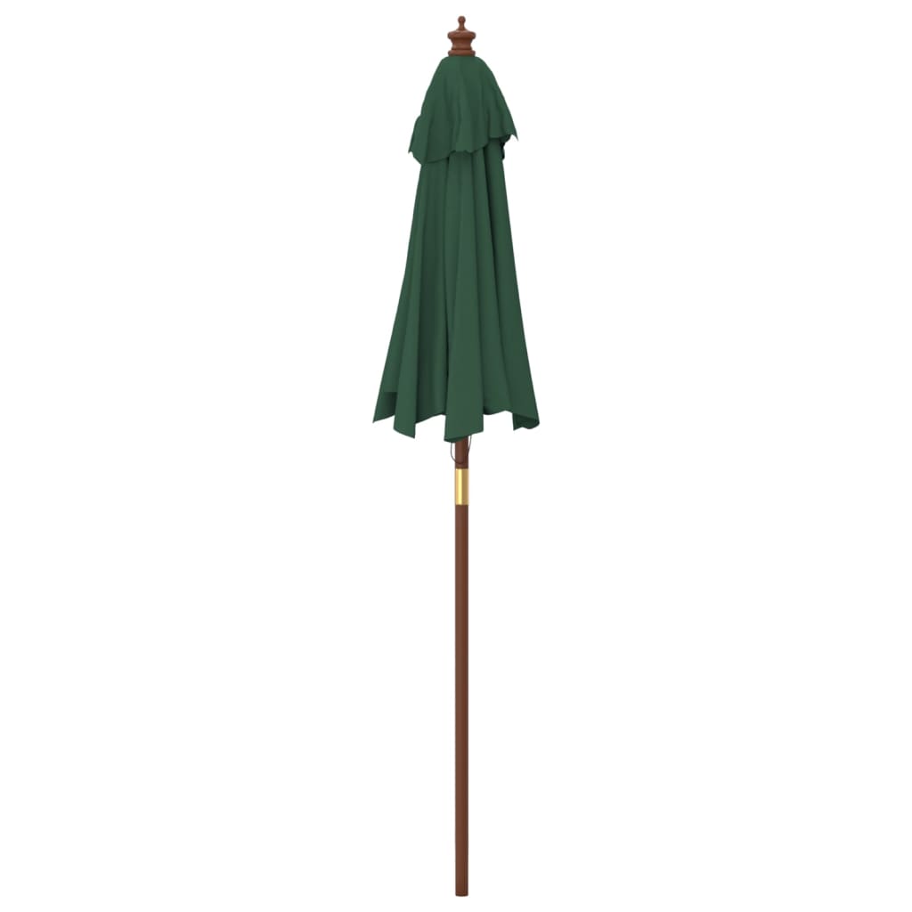 vidaXL Градински чадър с дървен прът, зелен, 196x231 см
