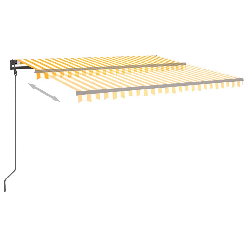 vidaXL Автоматично прибиращ се сенник с прътове 4,5x3,5 м жълто и бяло