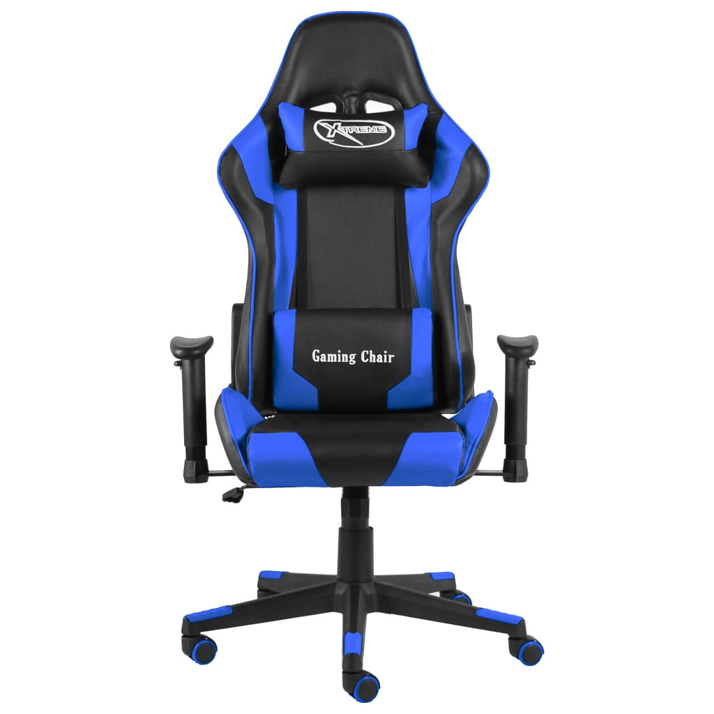 vidaXL Въртящ геймърски стол, син, PVC
