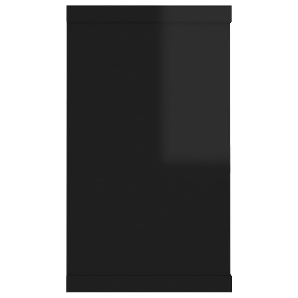 vidaXL Стенни кубични рафтове, 6 бр, черен гланц, 80x15x26,5 см, ПДЧ