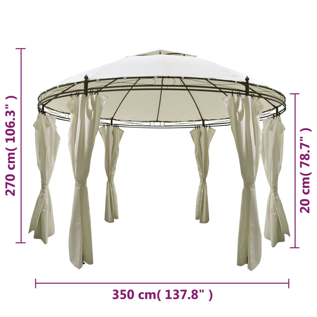 vidaXL Кръгла шатра със завеси, 3,5 x 2,7 м