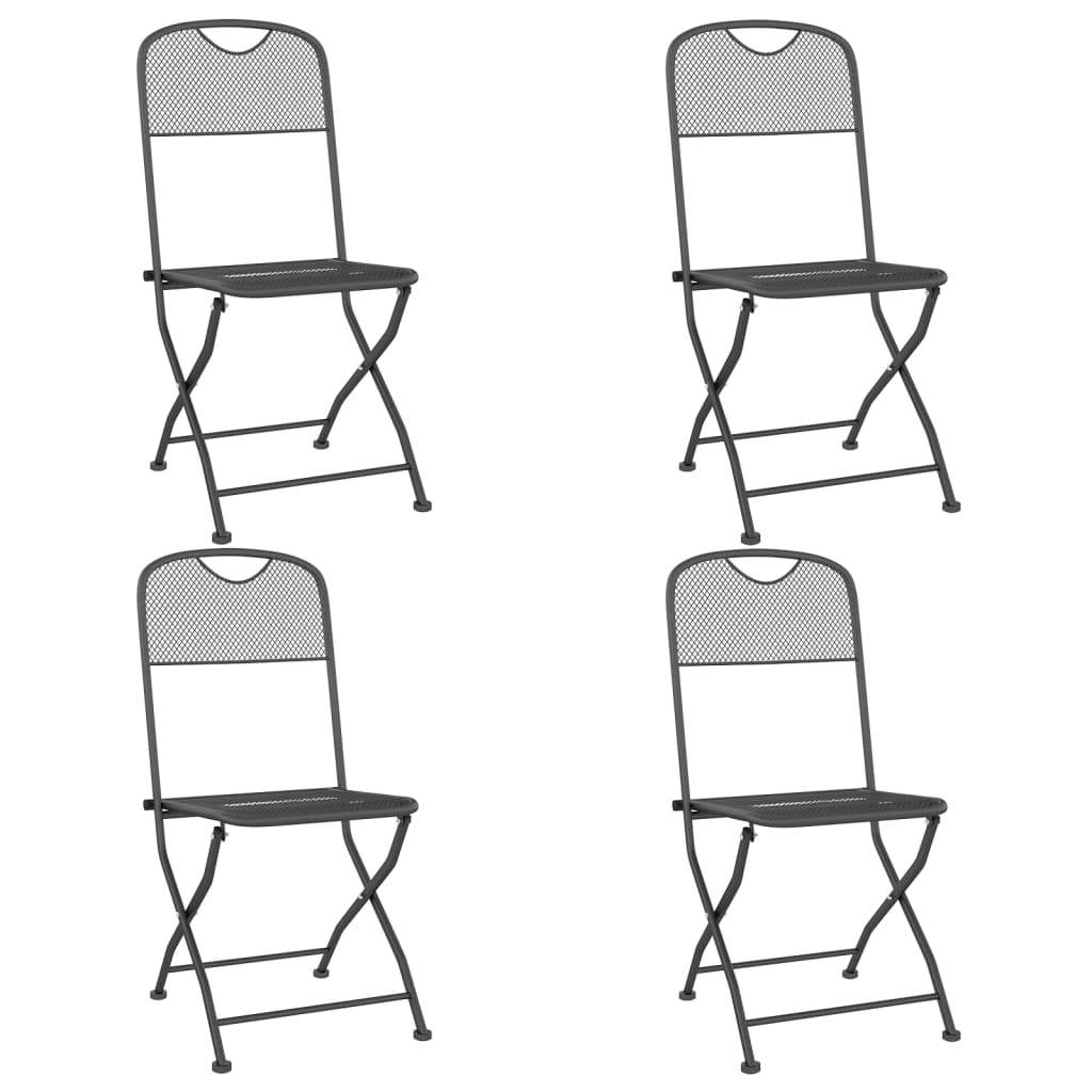 vidaXL Сгъваеми градински столове, 4 бр, просечена мрежа, антрацит