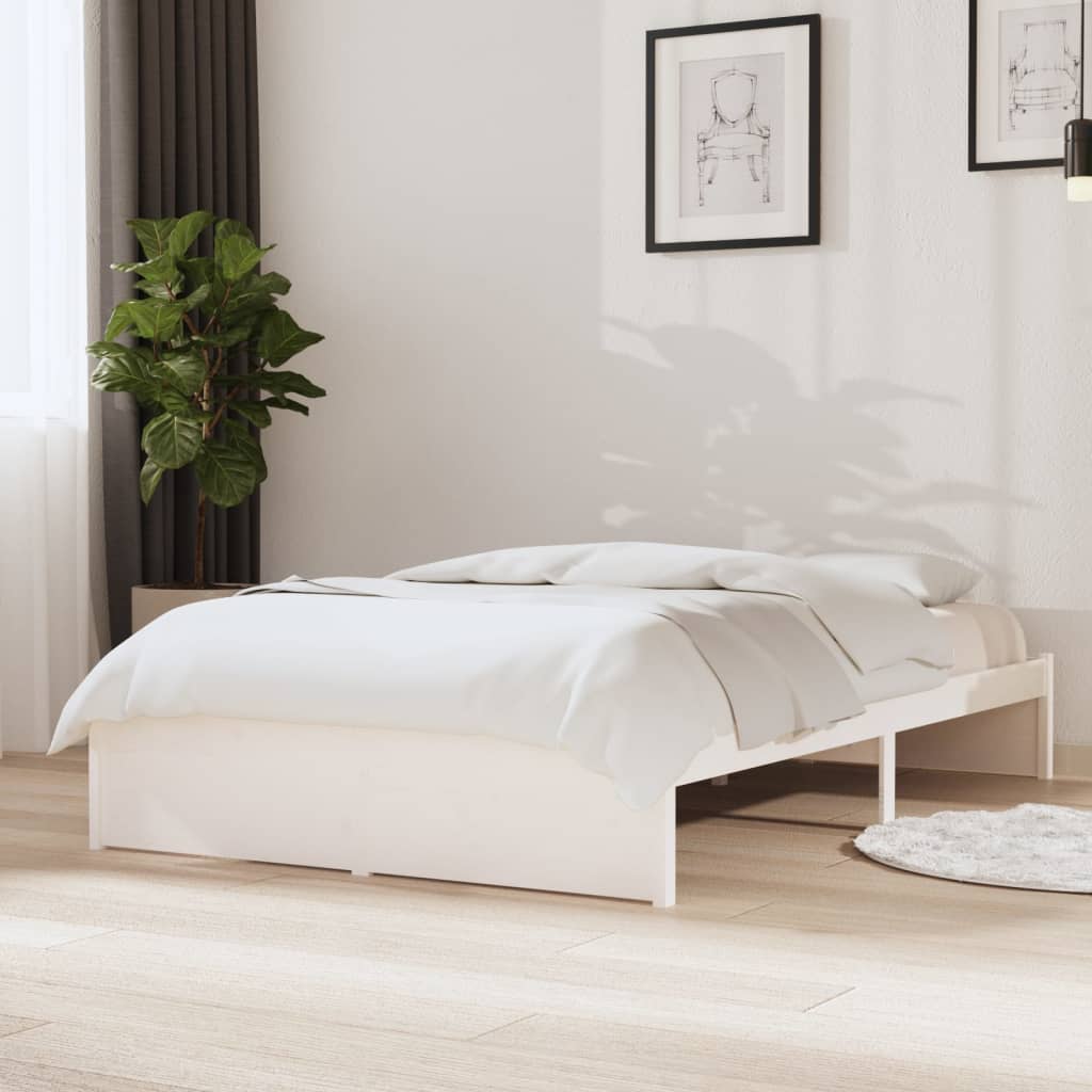 vidaXL Рамка за легло, бяла, масивно дърво, 120х200 см
