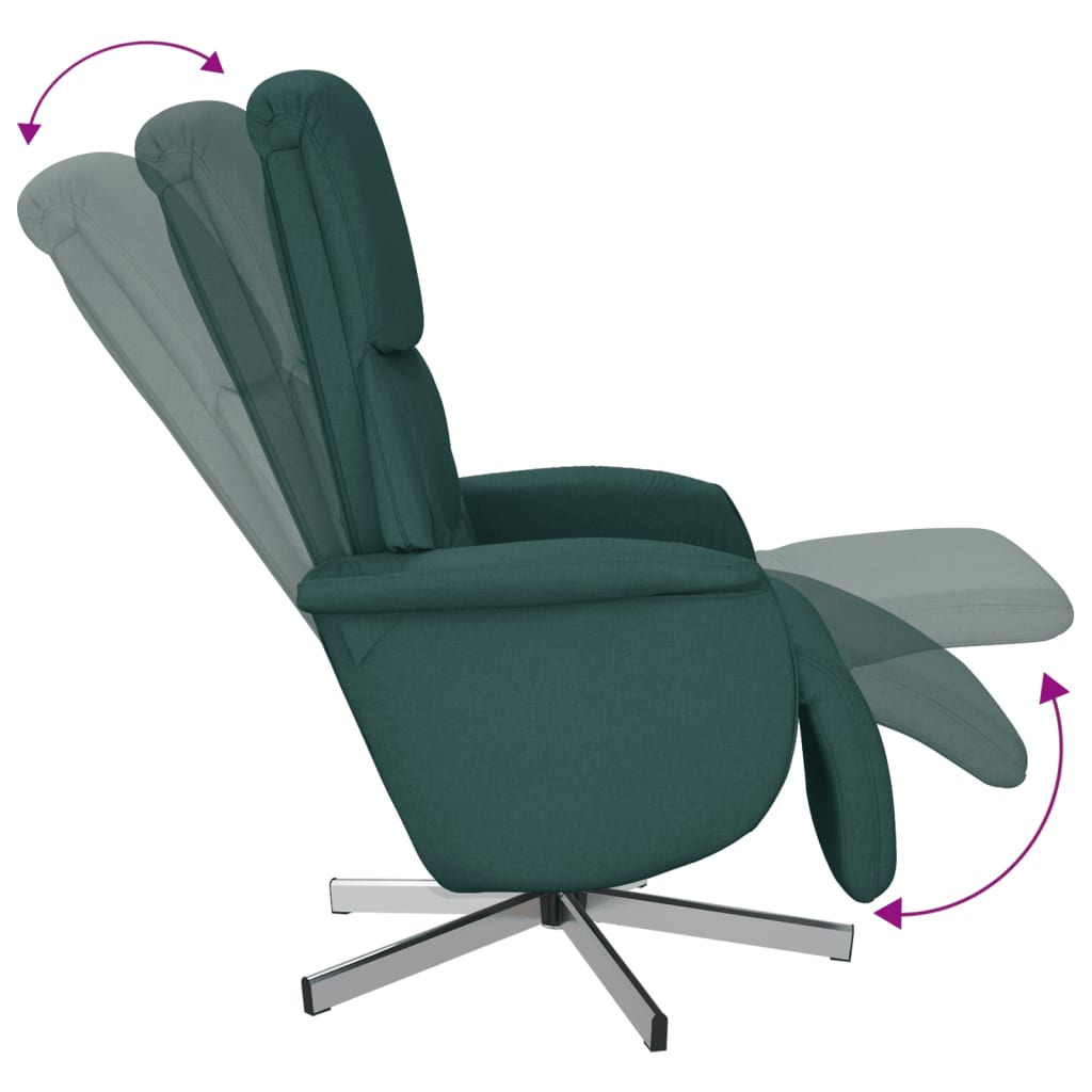 vidaXL Реклайнер стол с поставка за крака, тъмнозелен, текстил