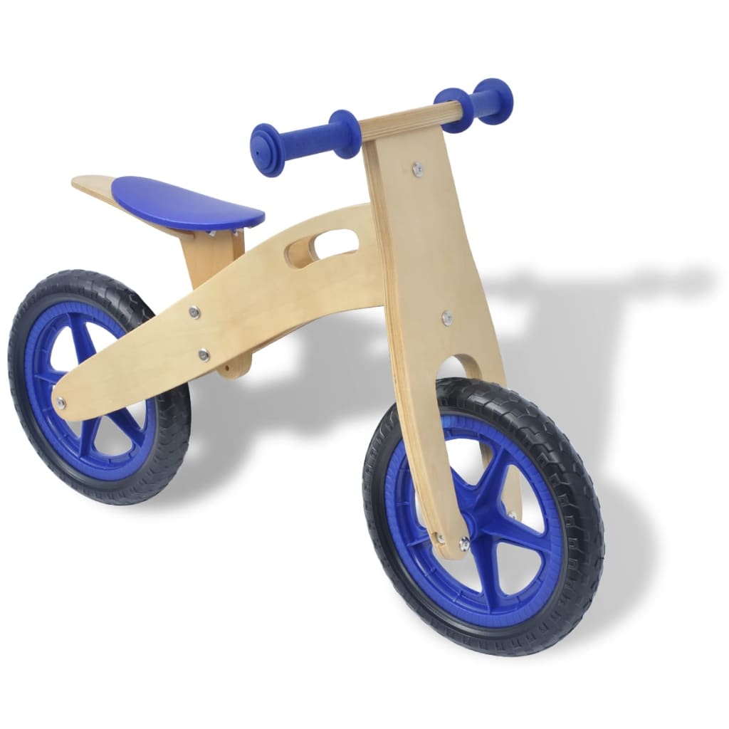 vidaXL Детски велосипед за балансиране, дърво, син