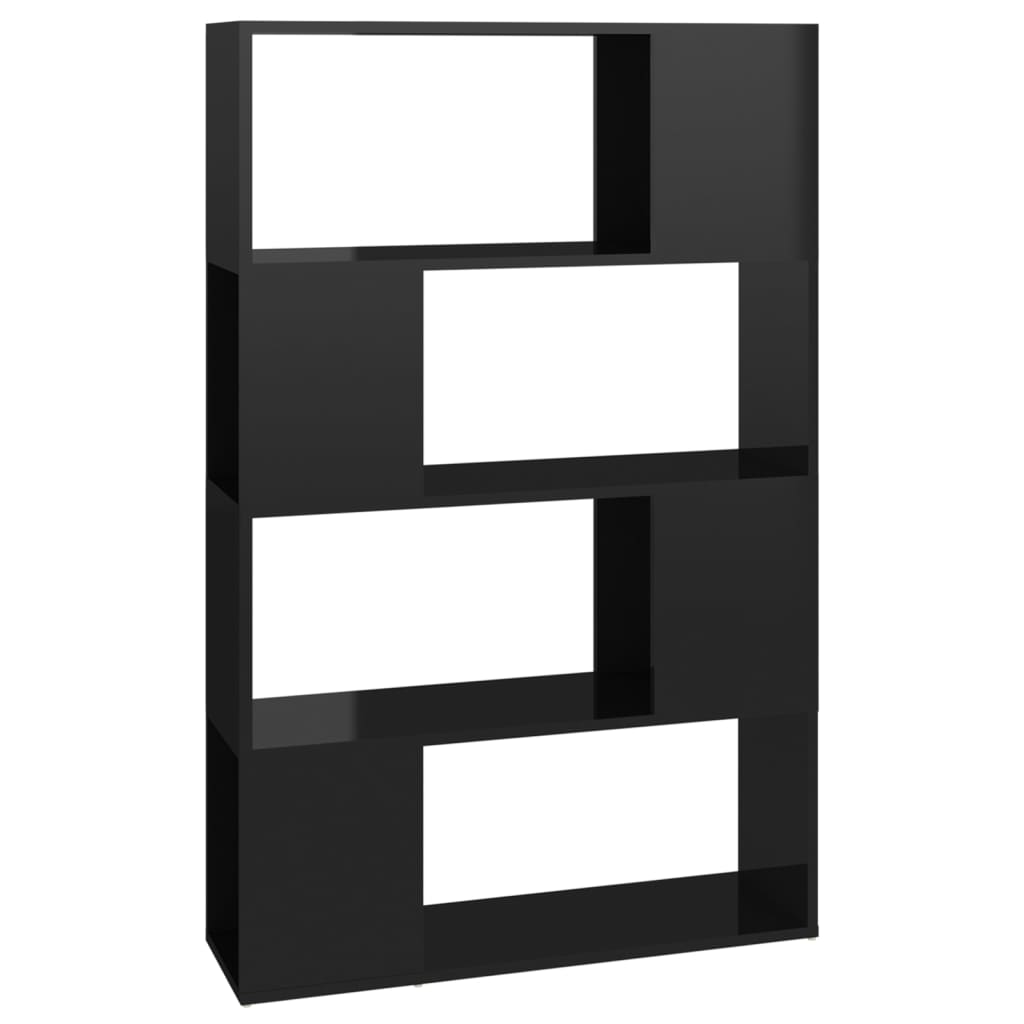 vidaXL Библиотека/разделител за стая, черен гланц, 80x24x124,5 см
