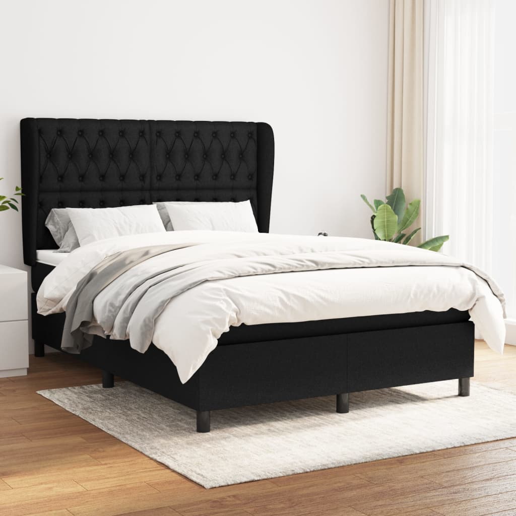 vidaXL Боксспринг легло с матрак, черно, 140x200 см, плат