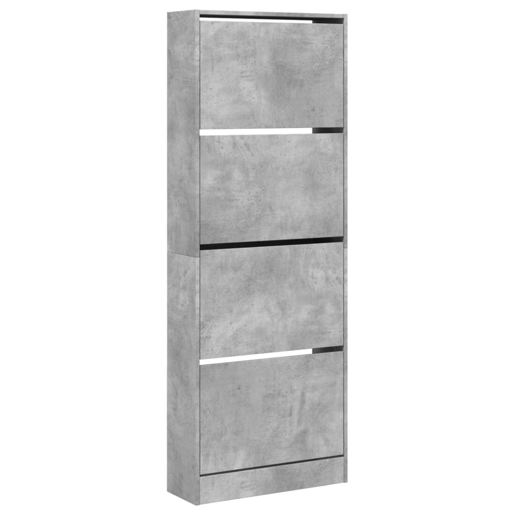 vidaXL Шкаф за обувки, бетонно сив, 60x21x163,5 см, инженерно дърво