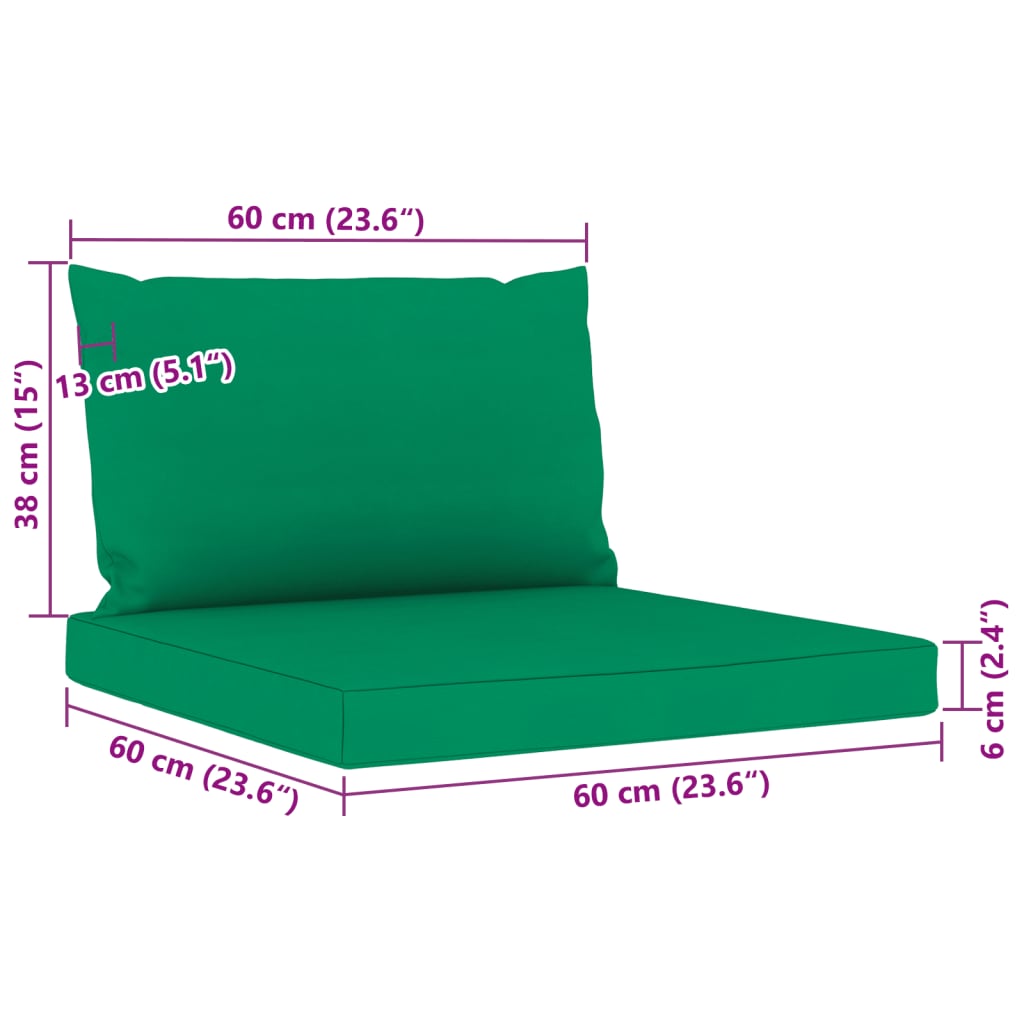 vidaXL Градински лаундж комплект от 6 части със зелени възглавници