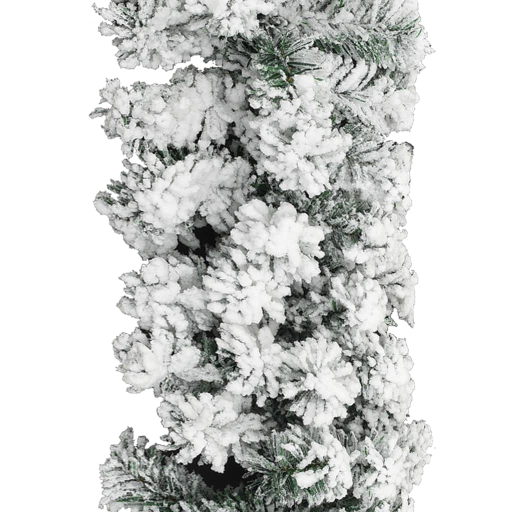 vidaXL Коледен гирлянд с LED и флокиран сняг зелен 10 м PVC