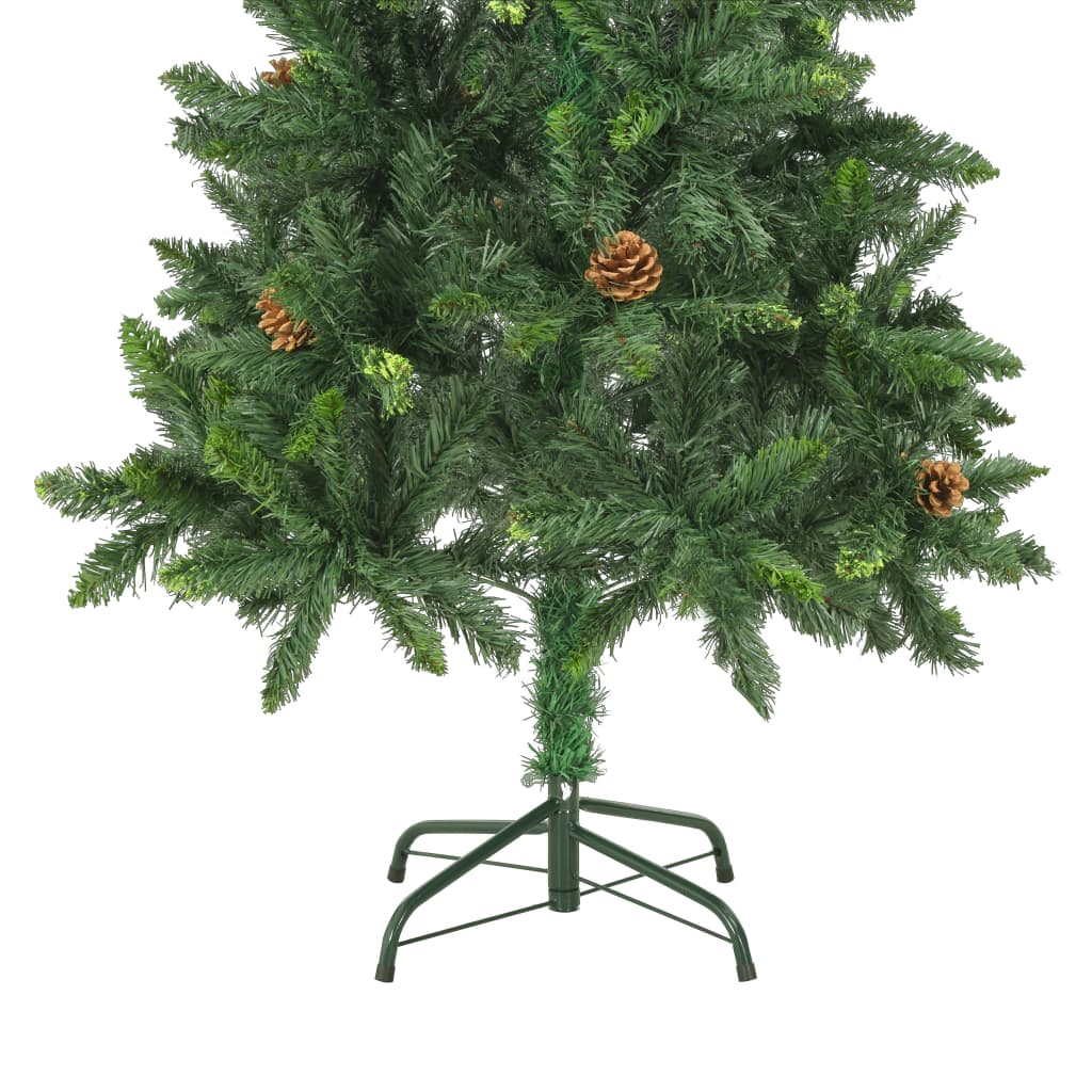 vidaXL Изкуствена осветена коледна елха с топки, зелена, 150 см