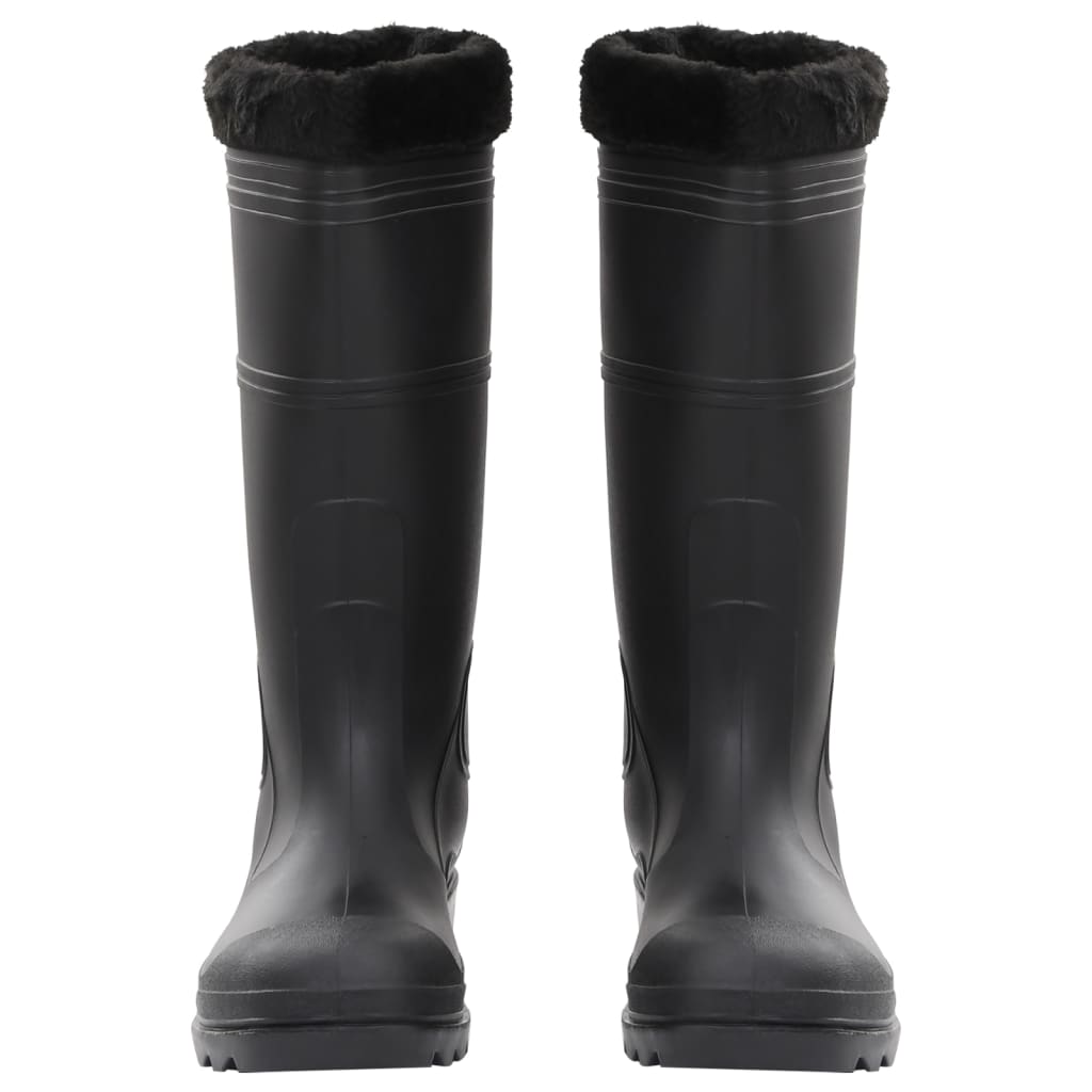 vidaXL Ботуши за дъжд с подвижни чорапи, черни, размер 46, PVC